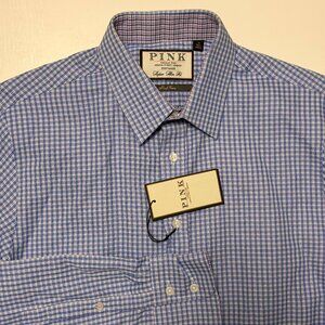 NEW Thomas Pink Super Slim Fit Size 15 Blue Shirt